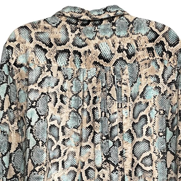 Karen Kane Womens Snakeskin Blouse Tie Front Long Sleeve Size XL - Picture 7 of 15